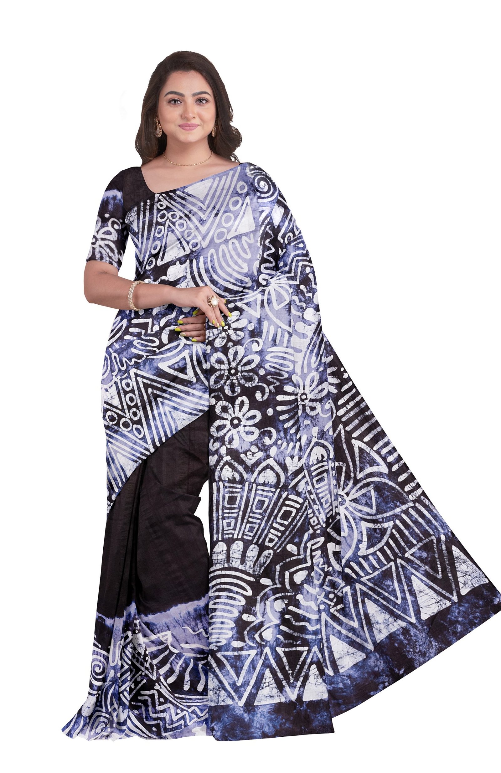 Black Batik Silk Saree